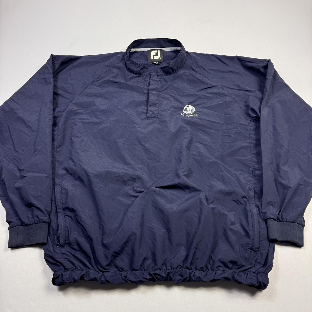 FootJoy‎ Pullover Jacket Mens XL Navy Naples Vineyards Half Zip Golf Windbreaker